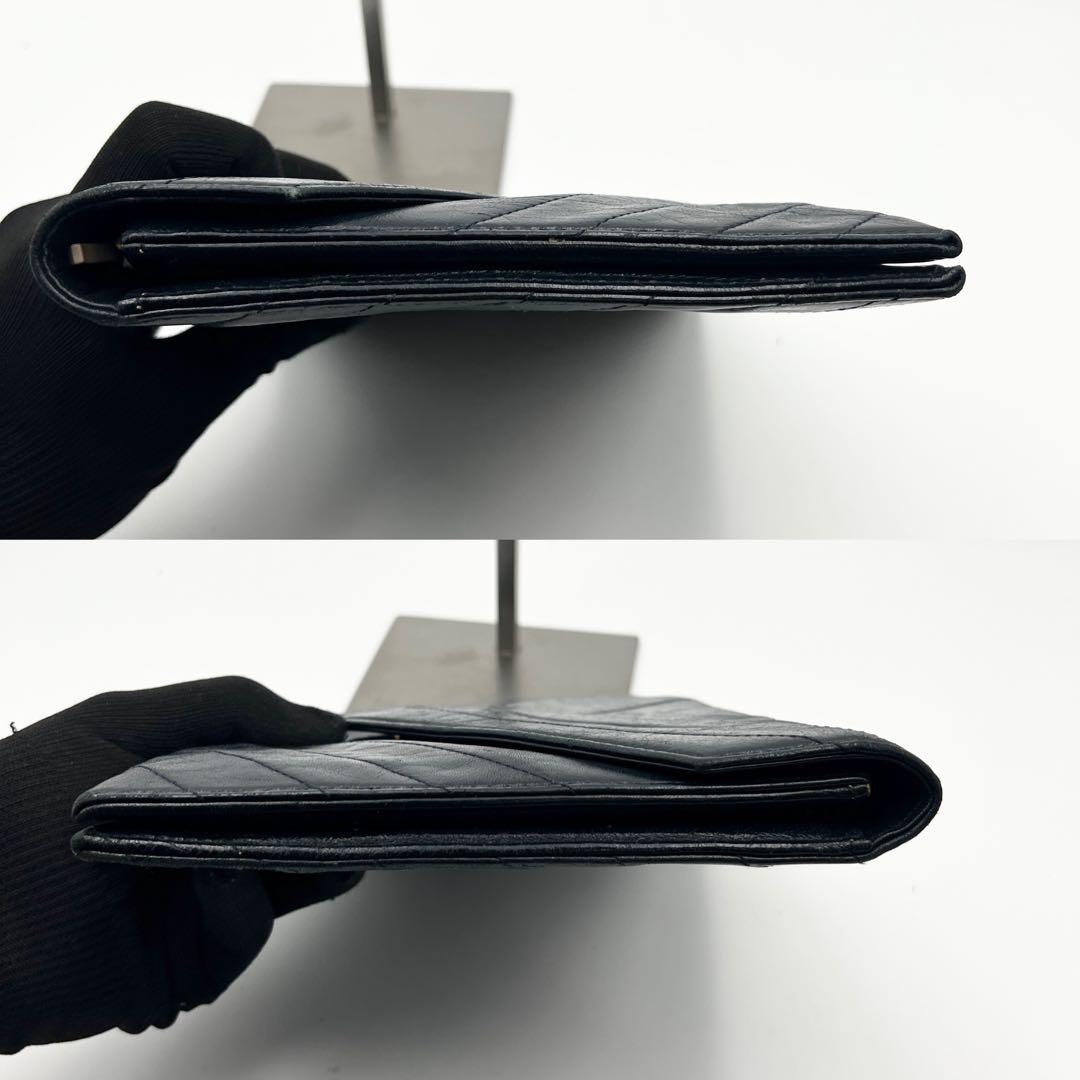 希少✨ サンローラン クラッチバッグ Vステッチ カサンドラ レザー ネイビー