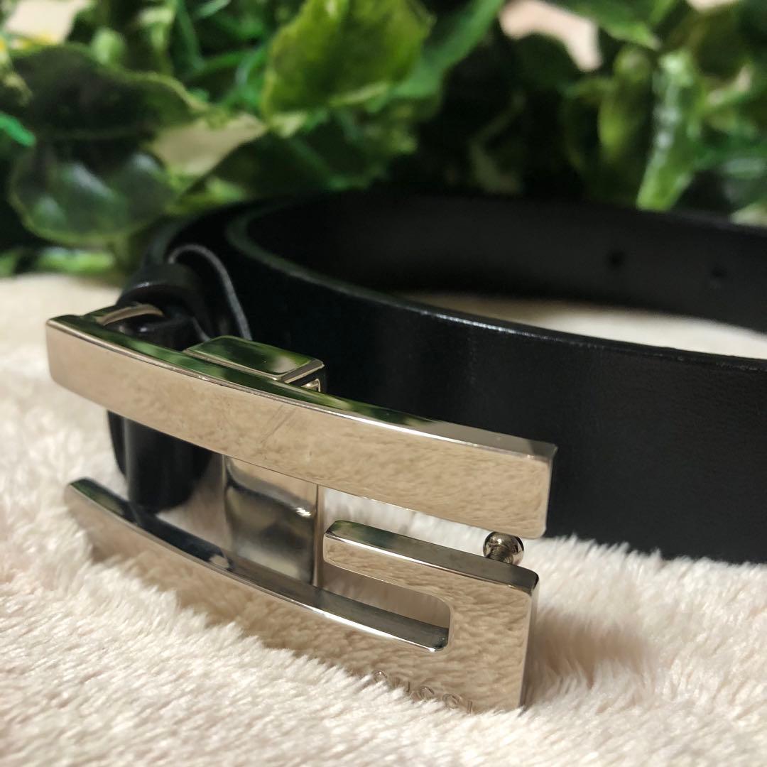 美品♡ GUCCI グッチ　ベルト　Gバックル　ブラック　黒　レザー　レディース
