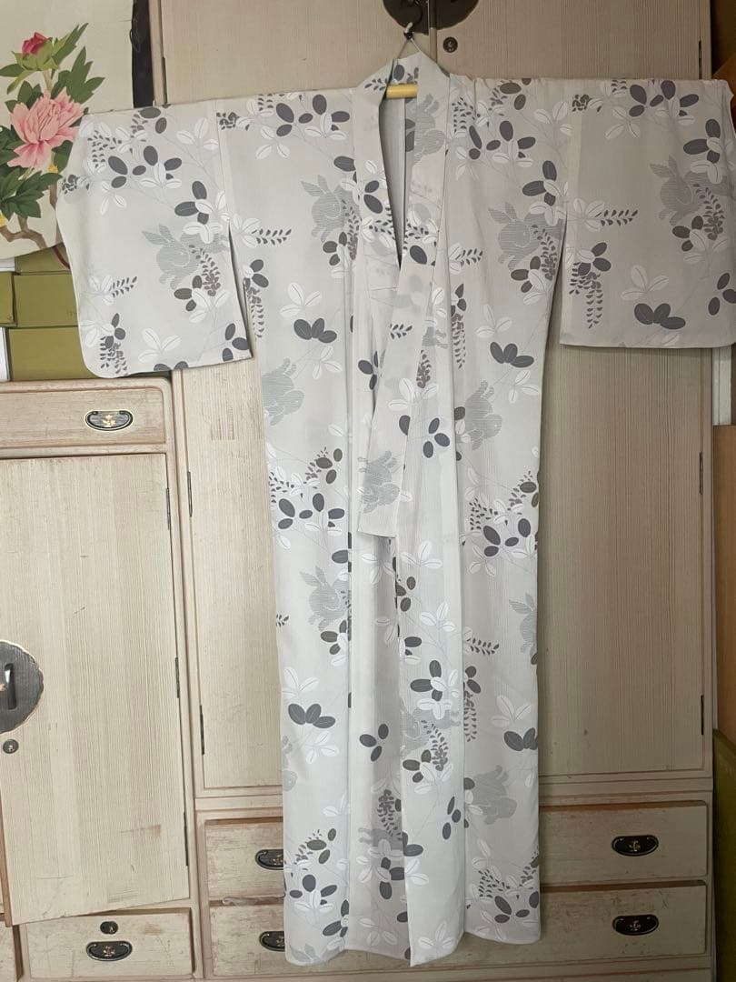 撫松庵浴衣　とび兎と萩の花(下駄付き)