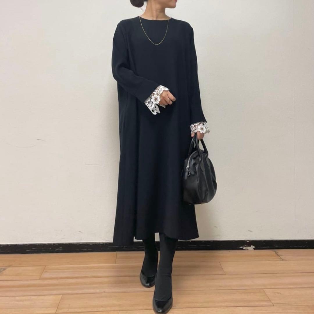 ビアズリー 袖口レースワンピース