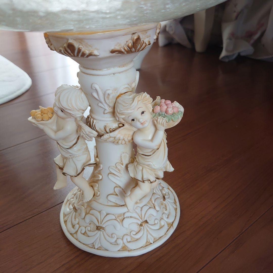 ロココ調アンティーク天使の彫刻付きガラス置物