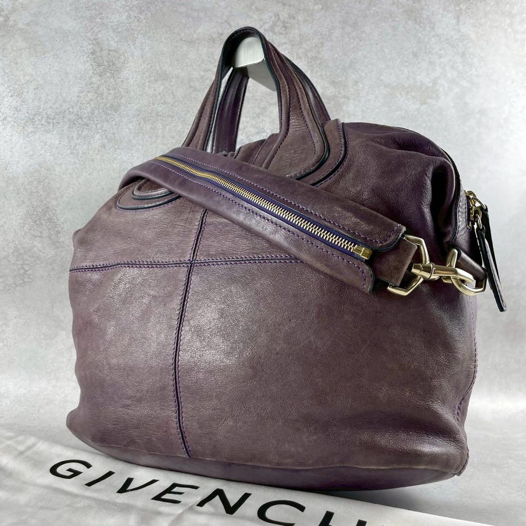 GIVENCHY ナイチンゲール 2way ジバンシー ボストンバッグ 濃紫