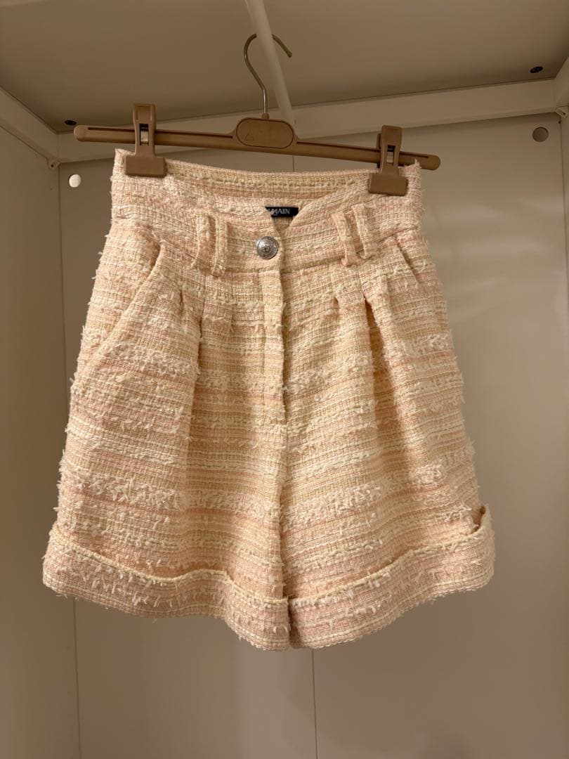 Mimi様　BALMAIN ラメ入りツイード ハイウエストショートパンツ　34