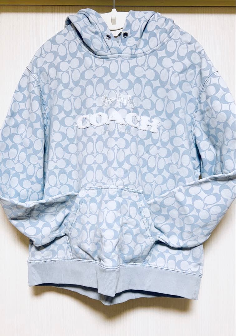 COACH 水色 フード付きパーカー