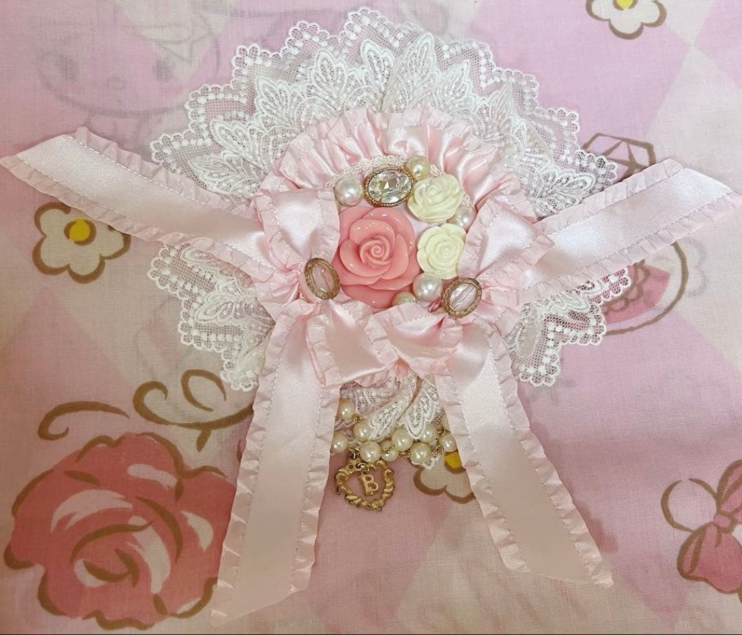 【レア】BABY, マドモアゼルジュエルローズ　丸型コーム　ピンク　ビジュー