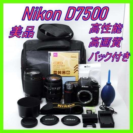 収納バッグ付き高画質D7500＋標準＆望遠レンズセット