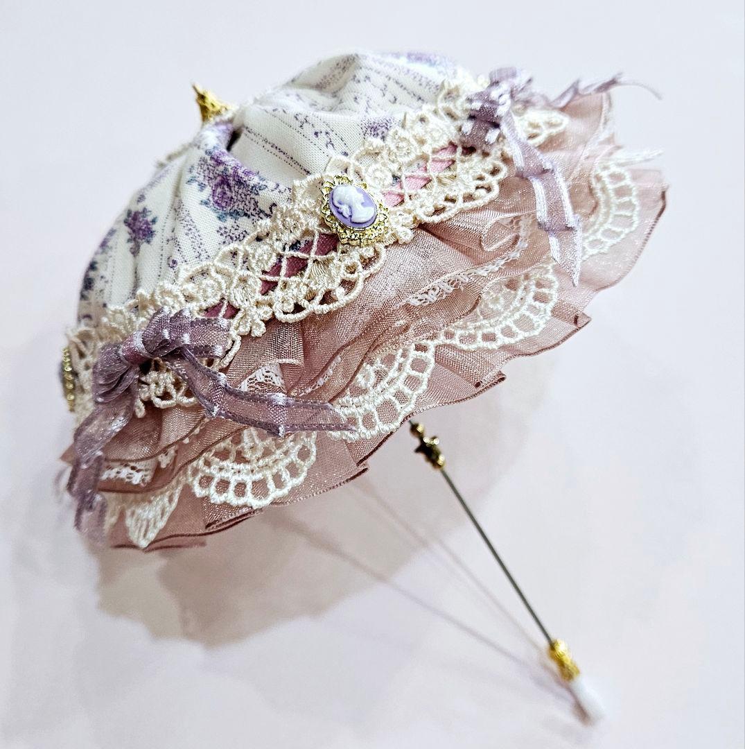 ハンドメイド ミニチュア 傘 ドール用 クラロリ 姫系 ロリータ ローズ柄