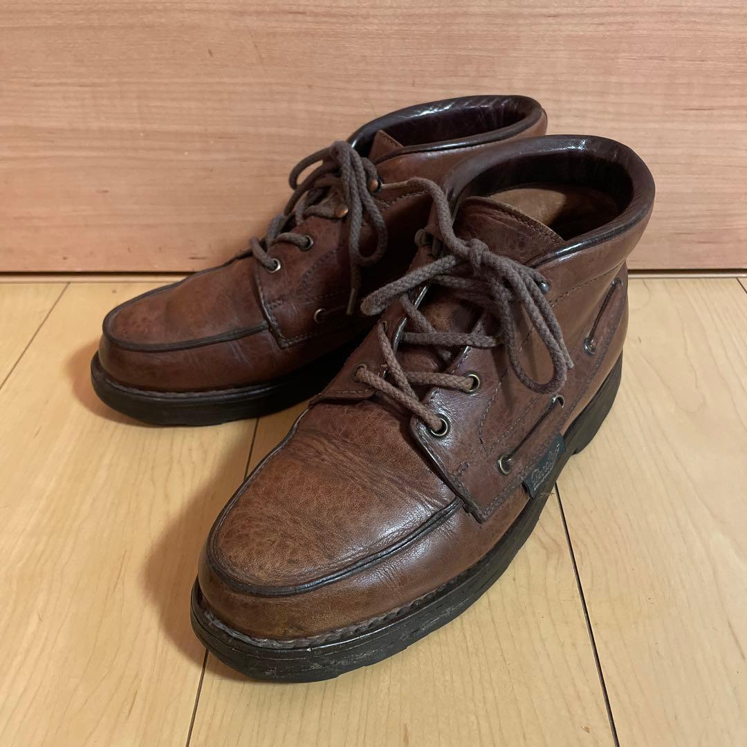 フランス製【パラブーツ】ヴィンテージでかタグ ミドルカットモカシンレザーシューズ
