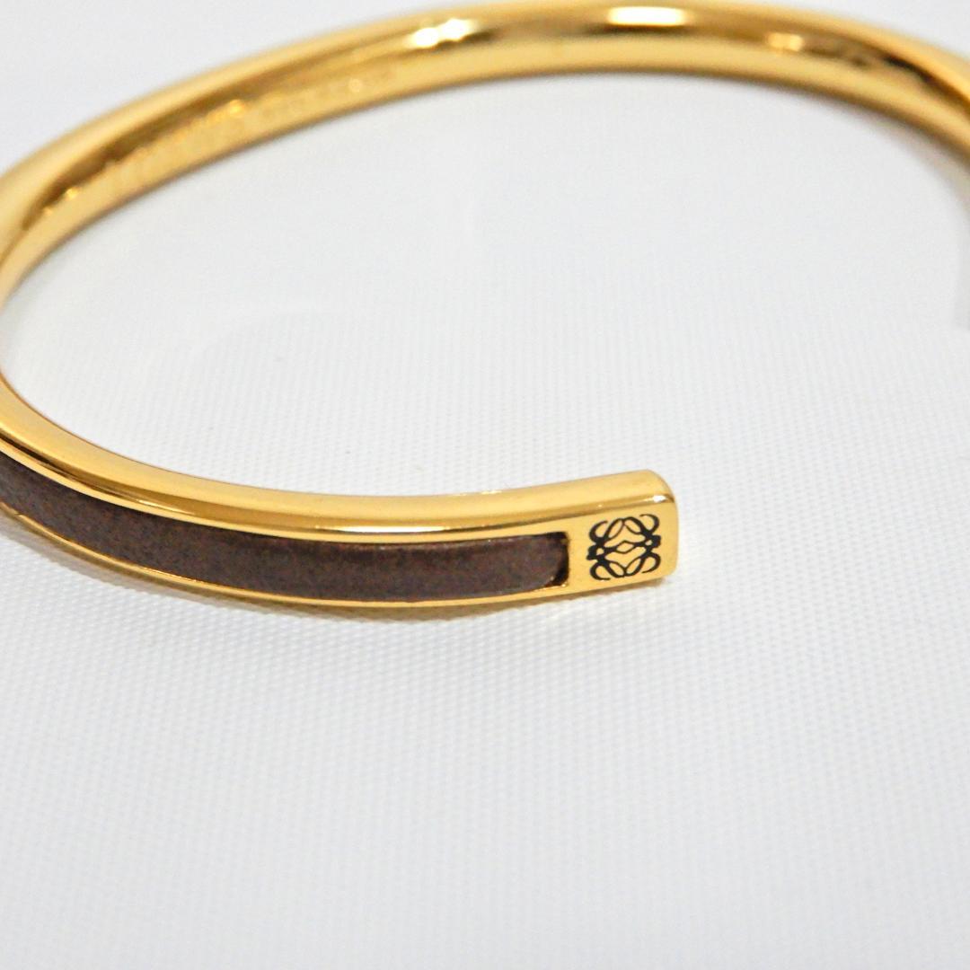 LOEWE ロエベ　バングル ブレスレット　アナグラム　メタル×レザー