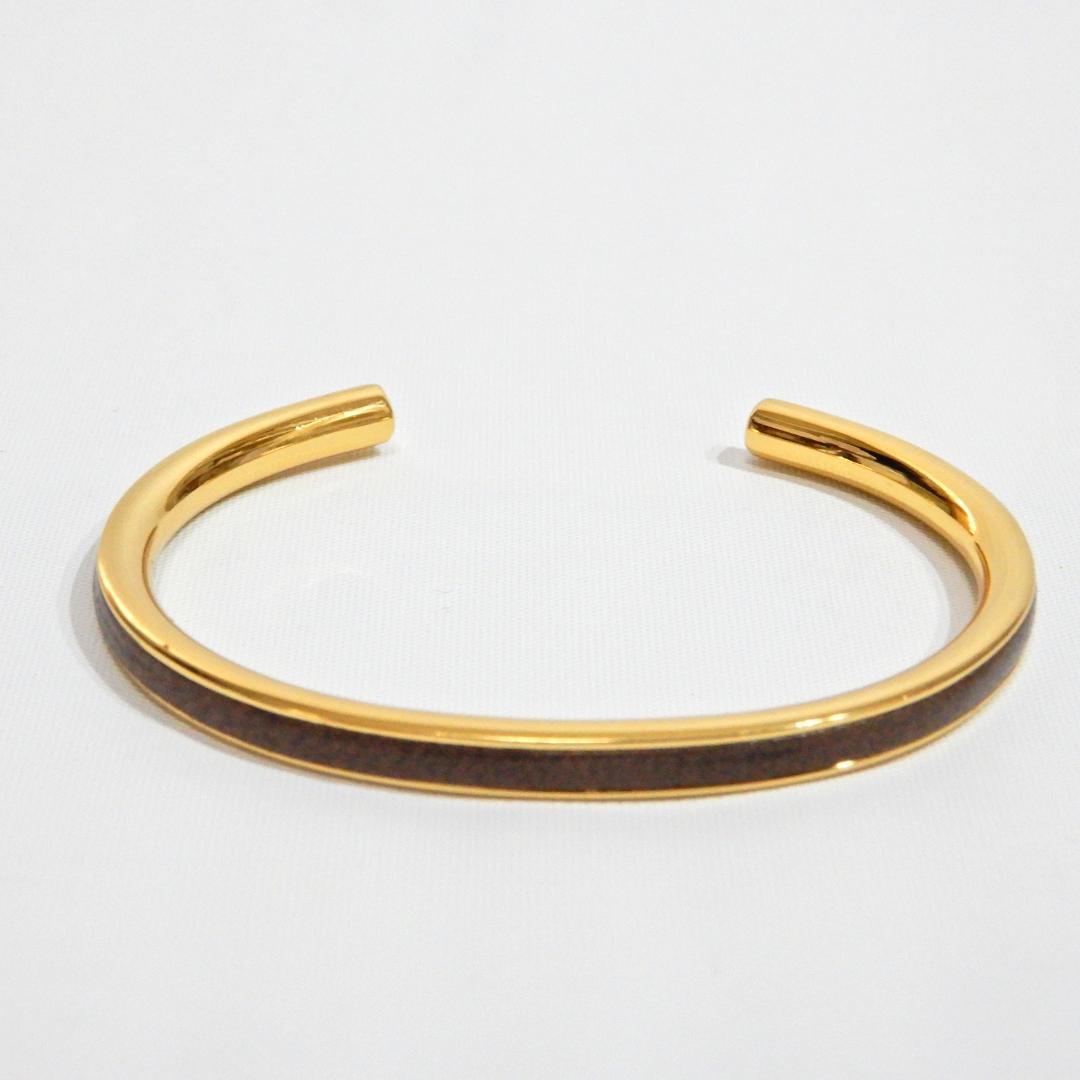 LOEWE ロエベ　バングル ブレスレット　アナグラム　メタル×レザー