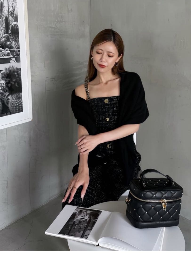 ダブルチェーンストラップツイードワンピース