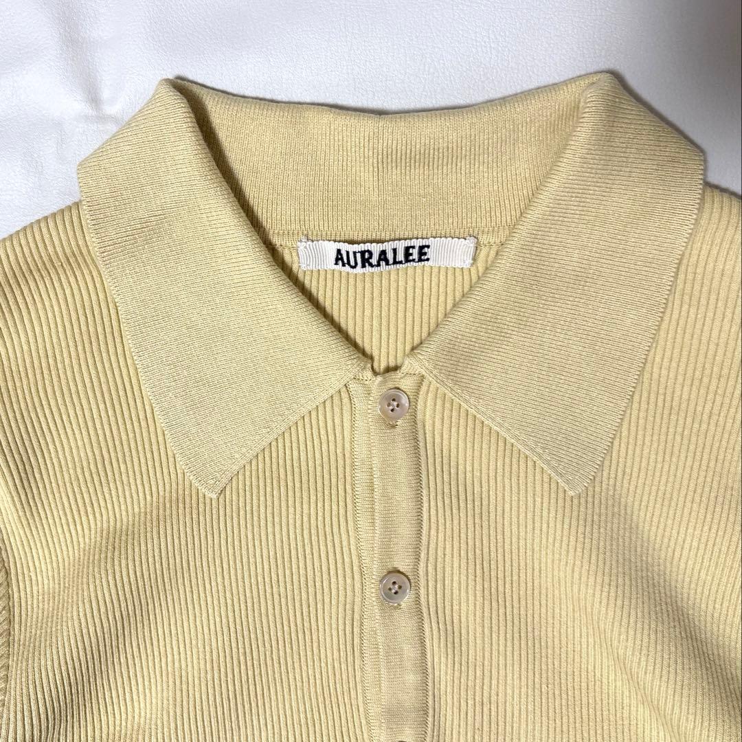 トップス AURALEE GIZA HIGH GAUGE RIB KNIT POLO 1