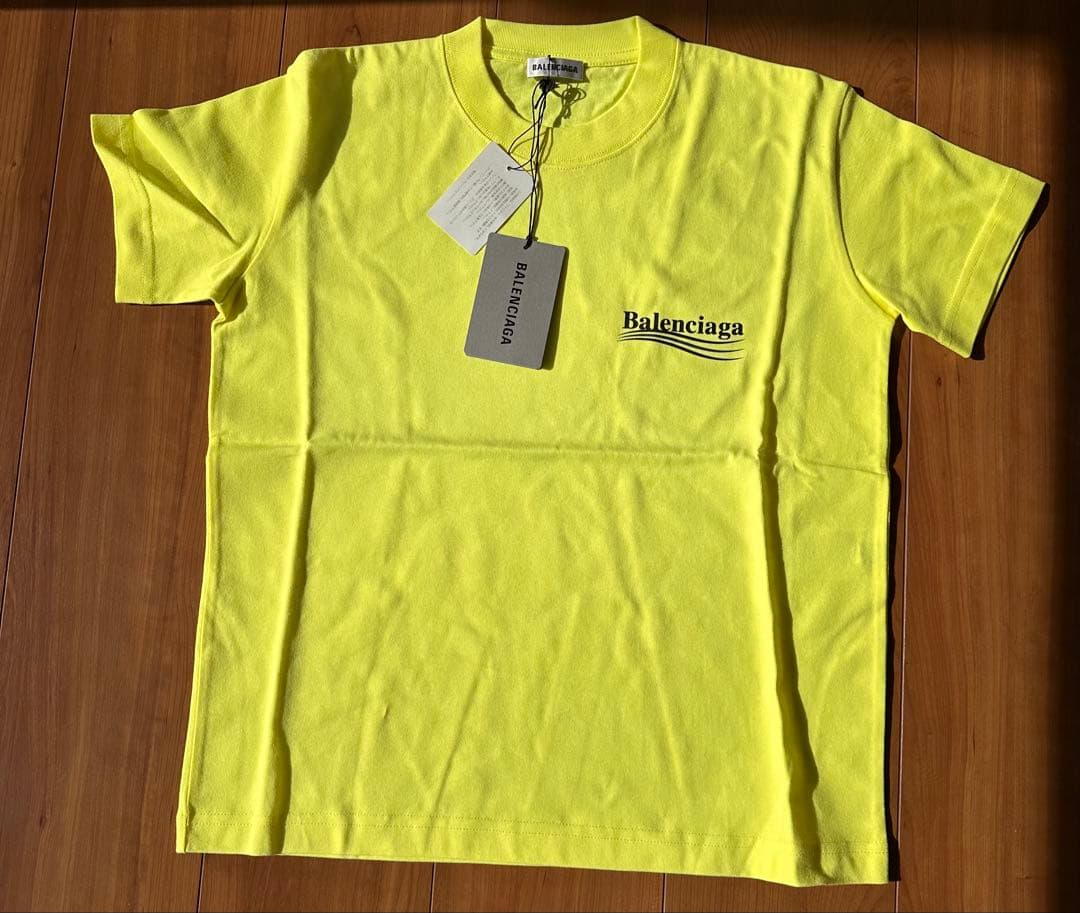 【新品未使用】BALENCIAGA ロゴTシャツ 蛍光イエロー M タグ付き