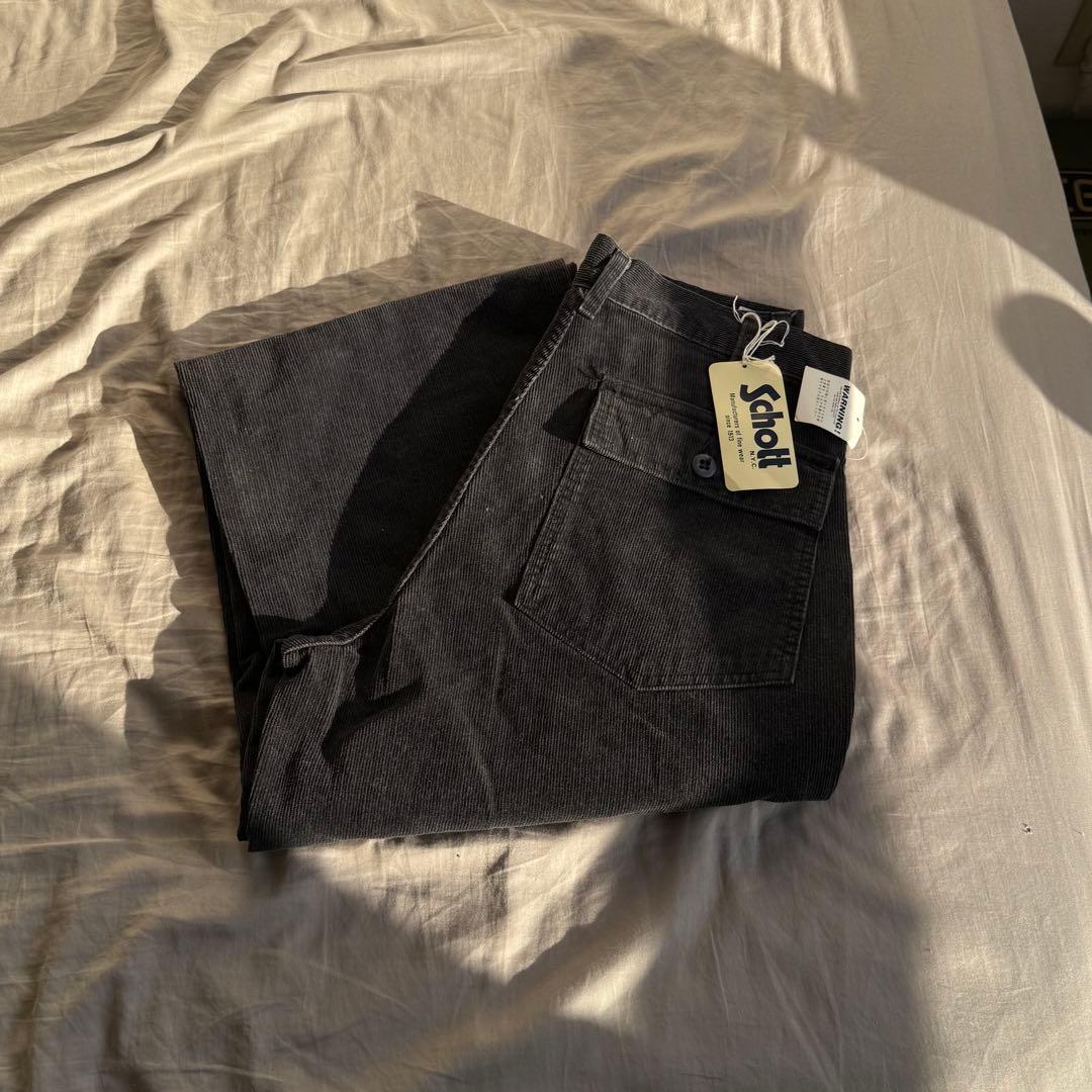 【日本製】Schott 黒 コーデュロイ ワークパンツ