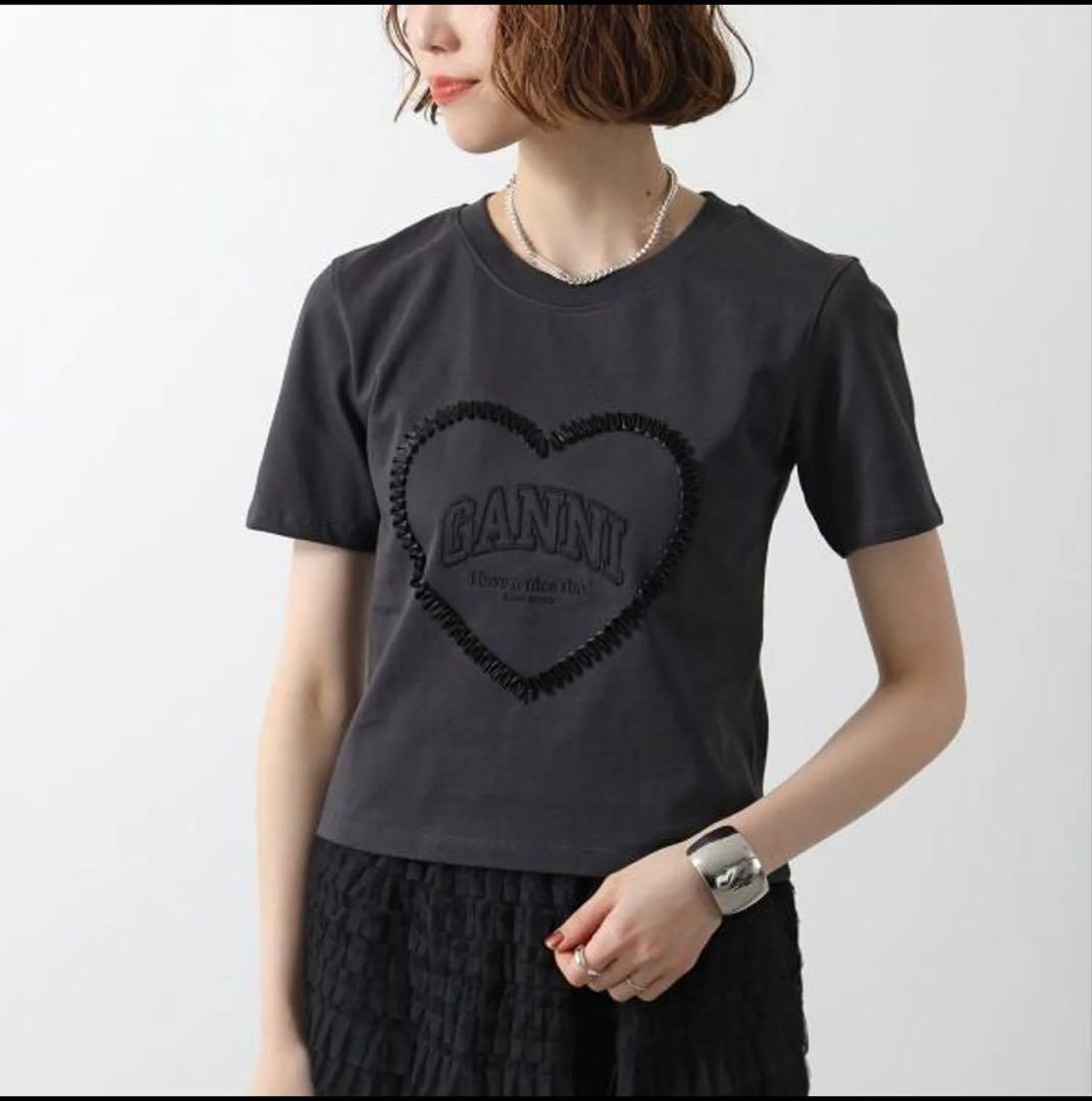 GANNI ブラック 半袖 Tシャツ