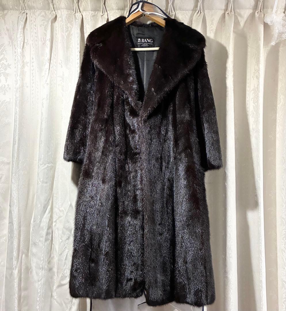 美品 A.C.BANG 毛皮コート ダークブラウン ファーロングコート 本毛皮