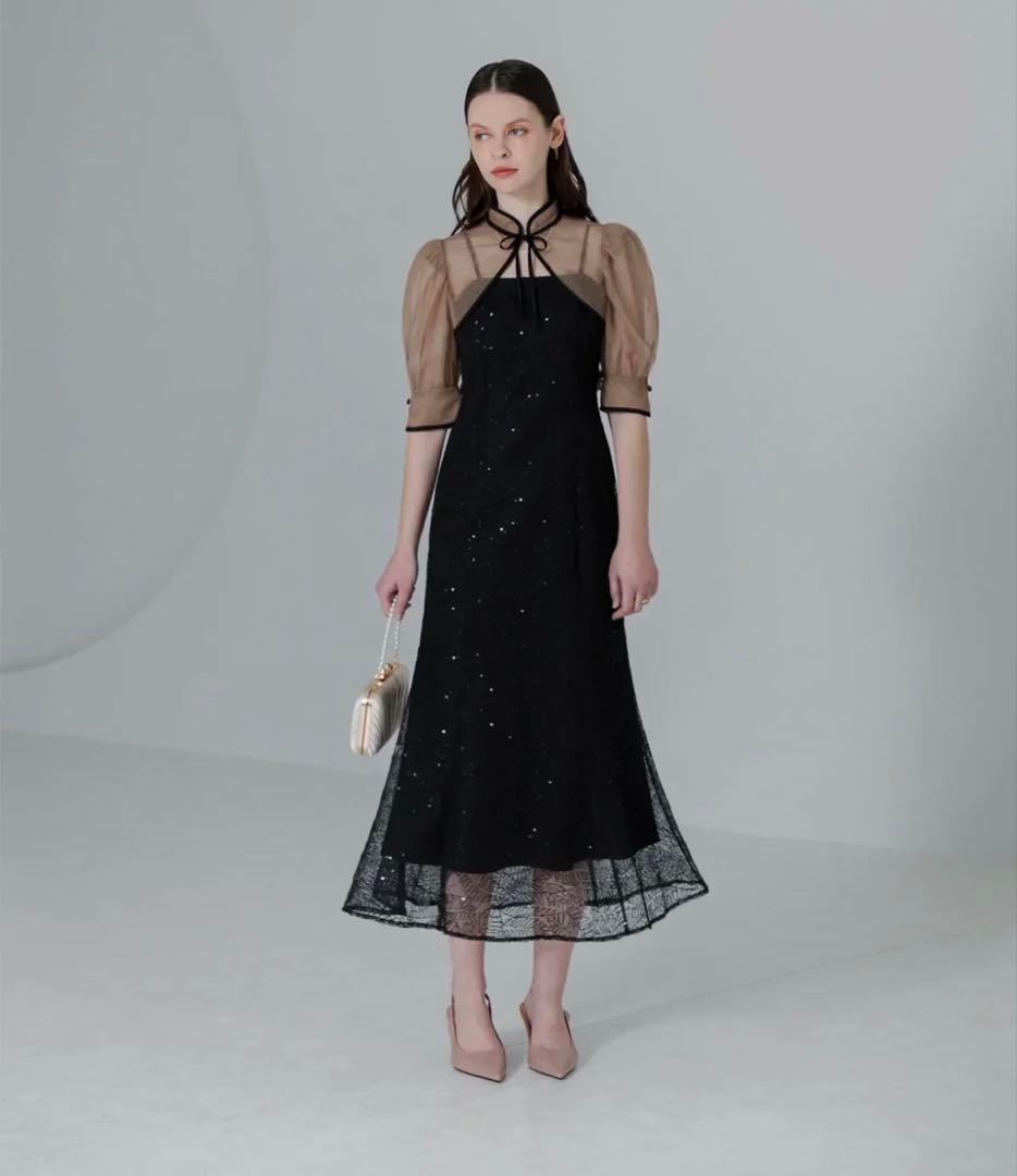 LEJA スパンコールボタニカルマーメイドボレロ2WAYワンピースドレス