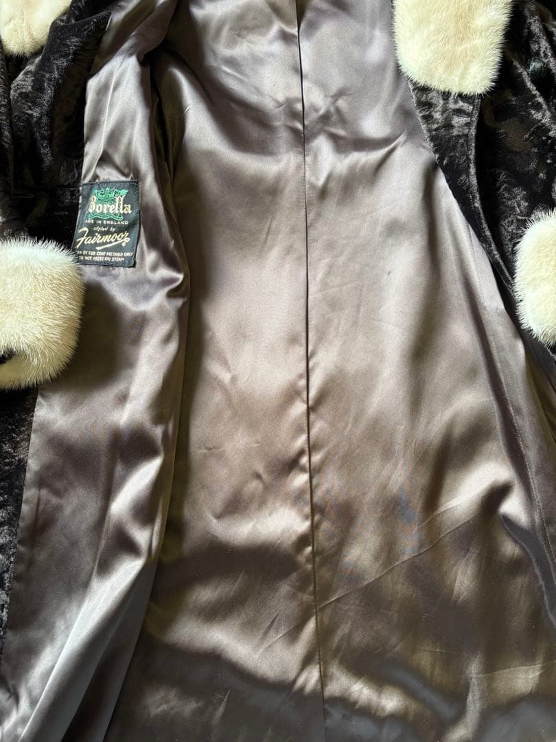 極美品 Fairmoor ミンクファー付き フレアコート　焦茶