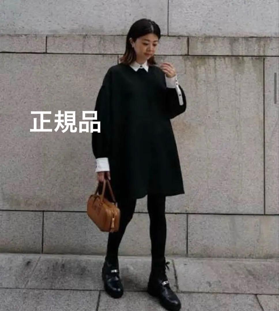 美品 machatt マチャット ダブルクロスバイカラードレス ブラック 正規品