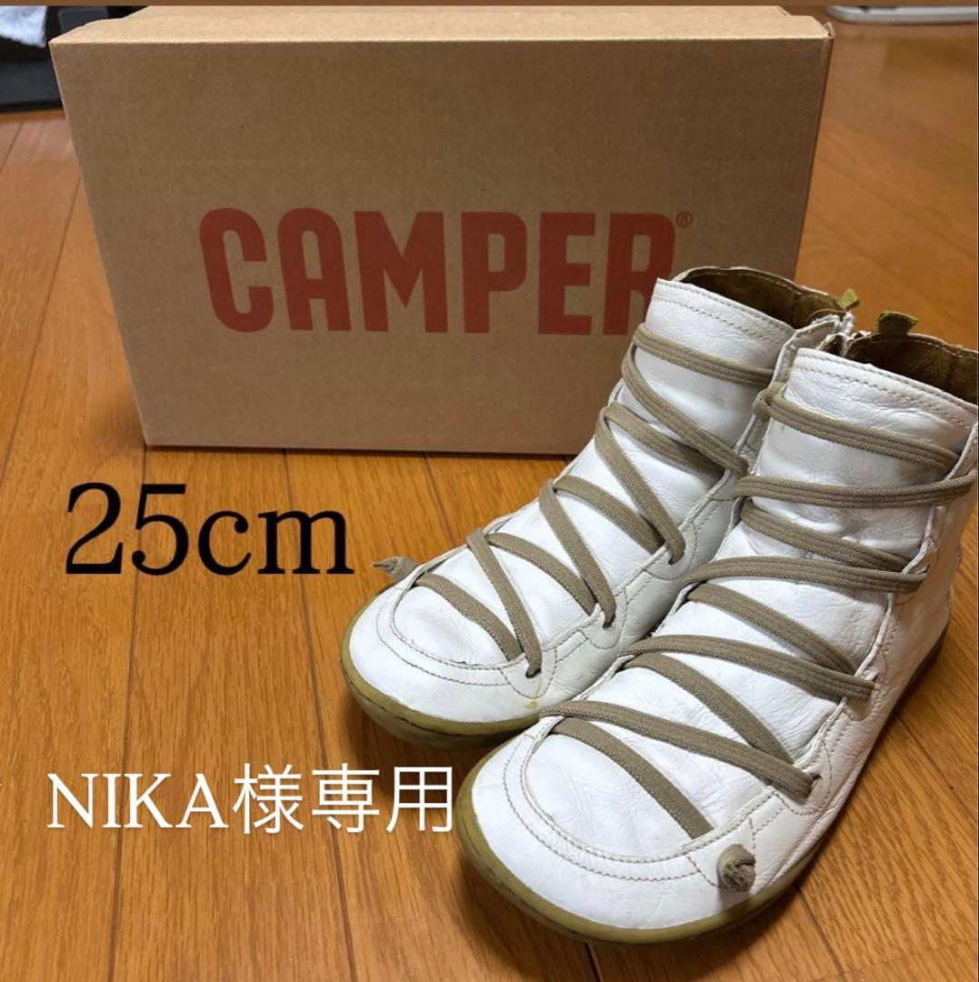 最後の値下げ！CAMPER ホワイトレザー ハイカットブーツ