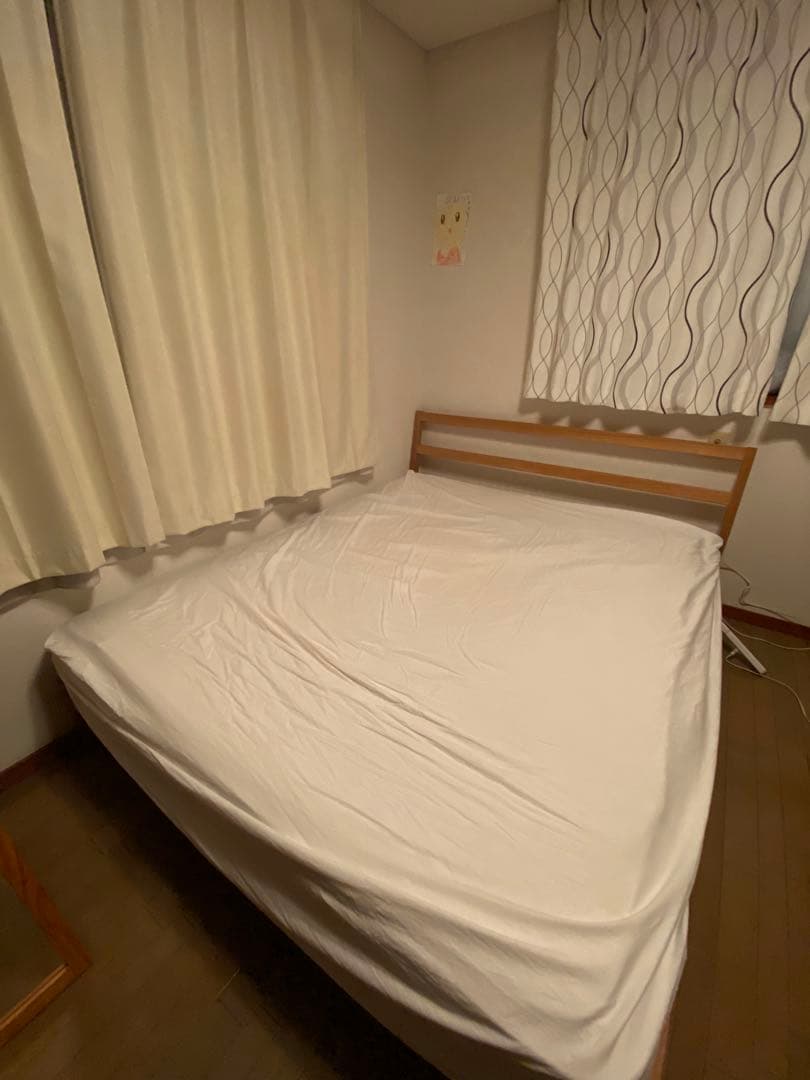 無印良品　タモ材ベッドとマットのセット　クイーン