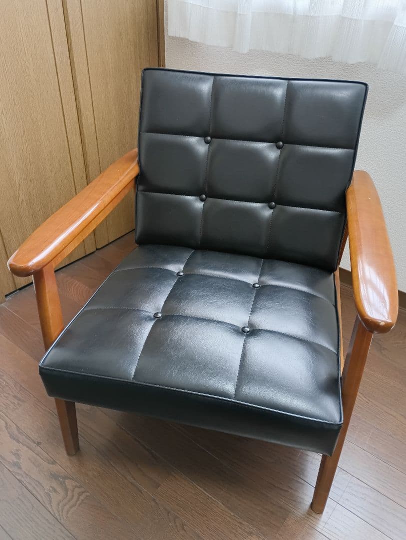 カリモクKチェア 1シーター　ws1150BW 1人掛けソファ 黒　1998年製