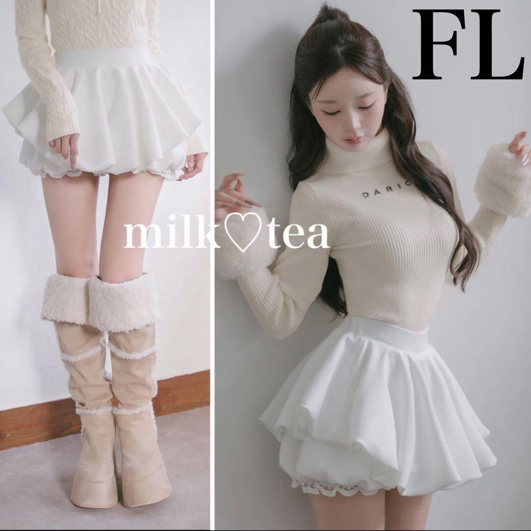 新品タグ付 ダーリッチ ホワイト FL ボリュームバルーンミニスカート