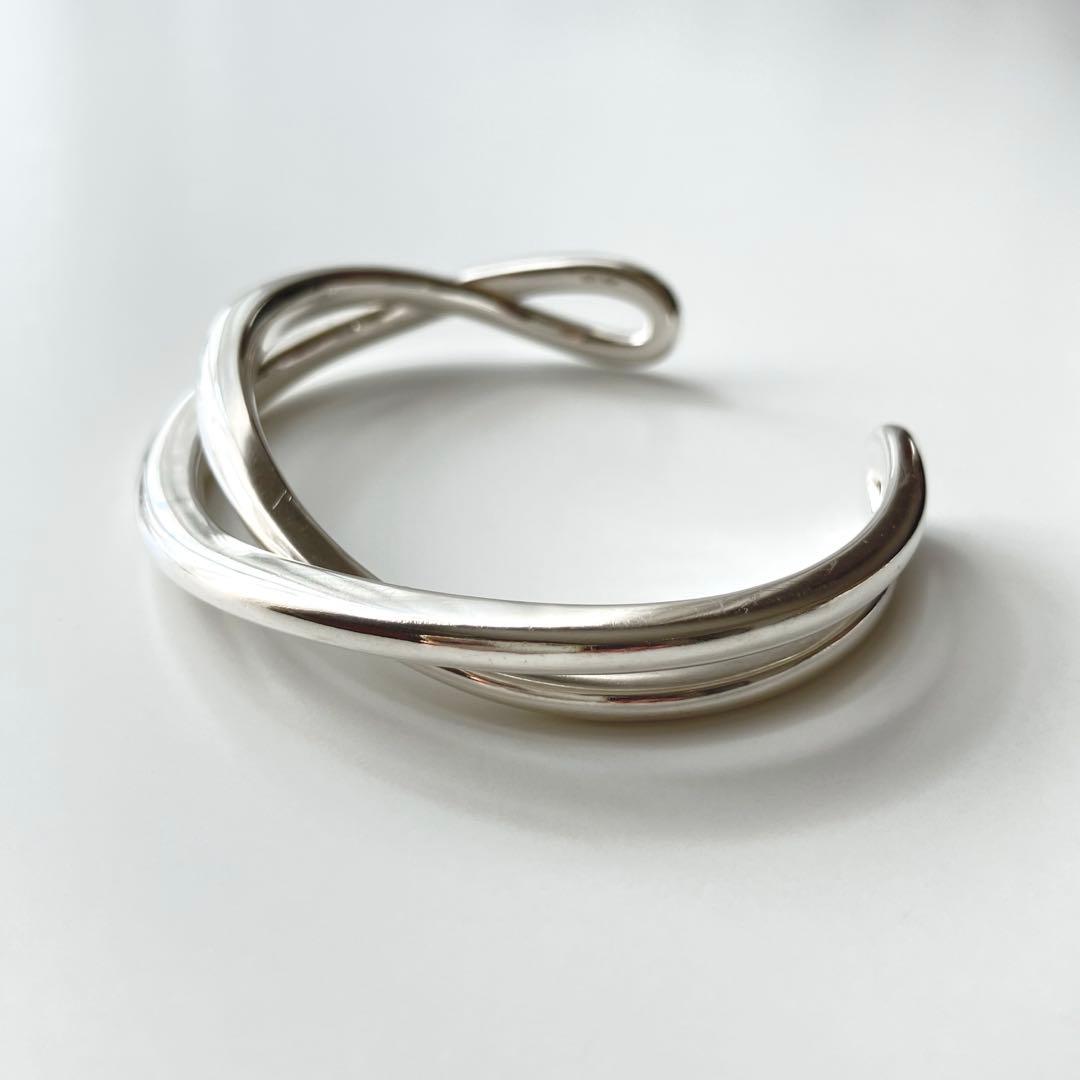 ete ボリューム クロス バングル シルバー