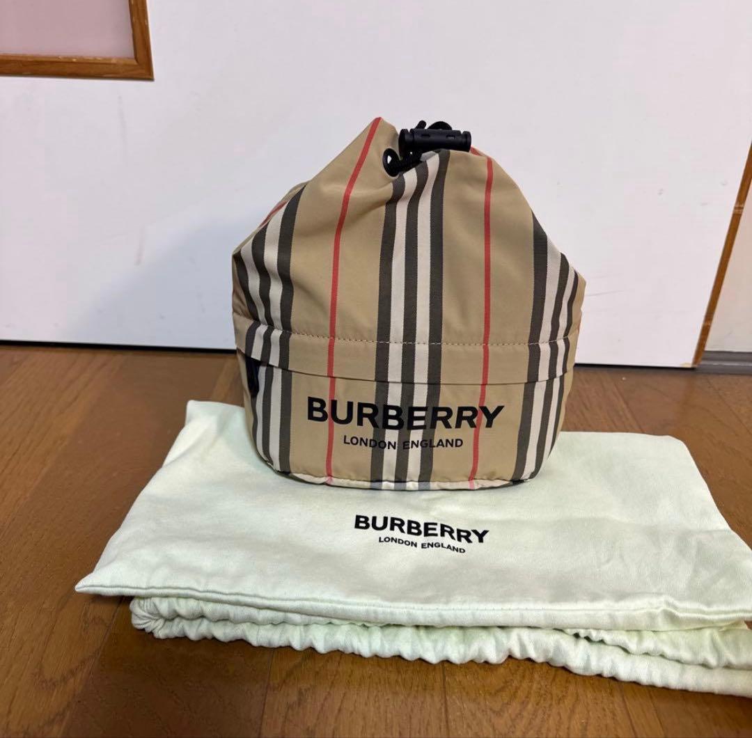 BURBERRY バーバリーアイコンストライプ ドローコードポーチ　巾着