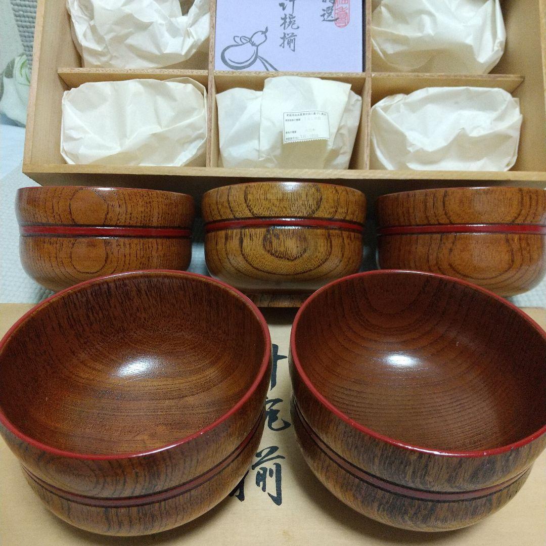 手に馴染む♪ひさご型の 特選 汁椀揃 うるし塗装 5客