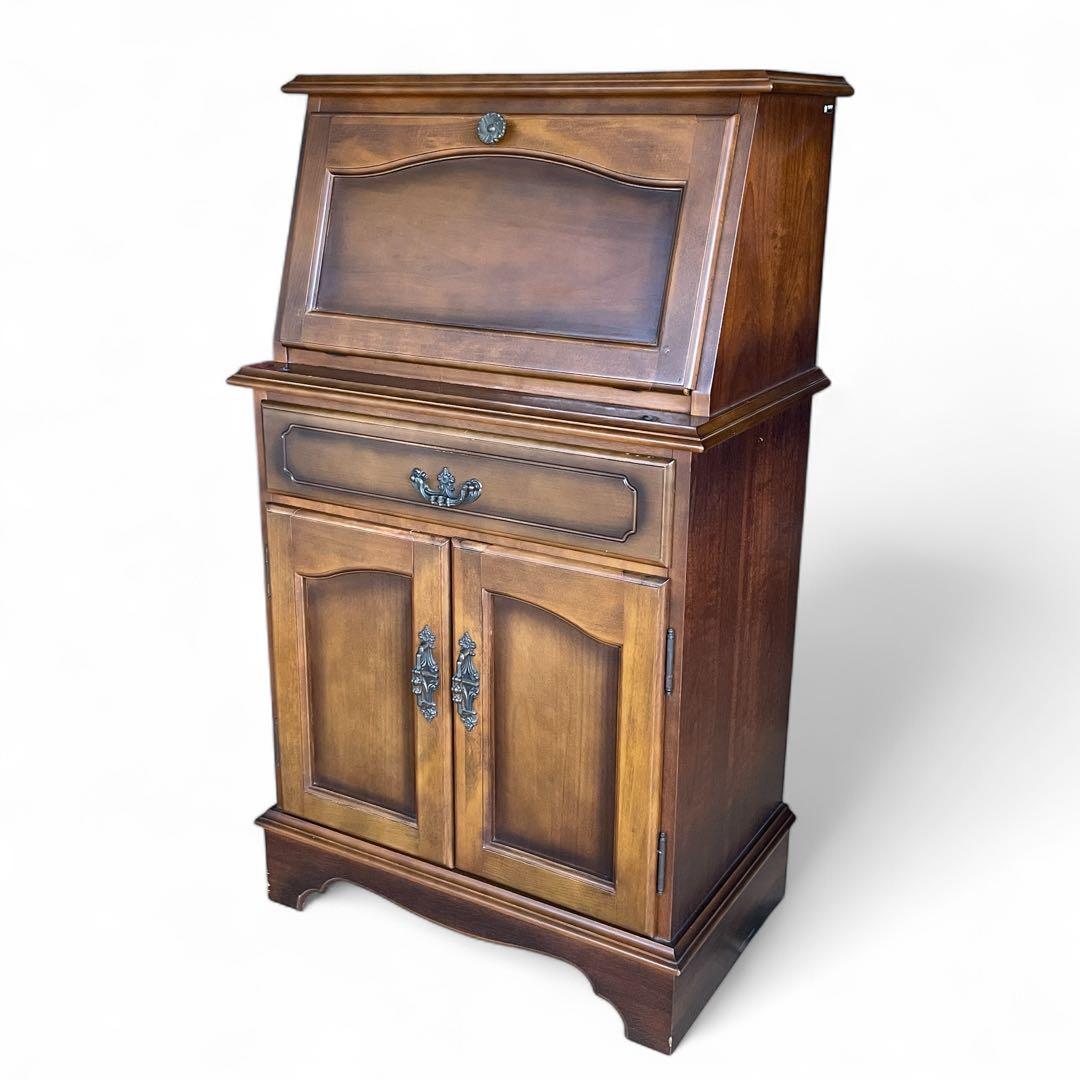 【希少】カリモク コロニアル ライティングビューロー デスク チェスト 木製