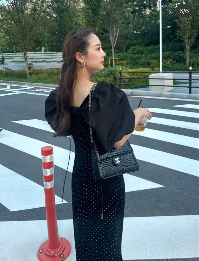 り*さ様 ANDRESD curved square velour dress