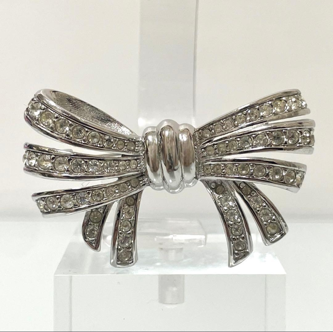 Burberrys バーバリー リボン ストーン装飾 ヴィンテージブローチ