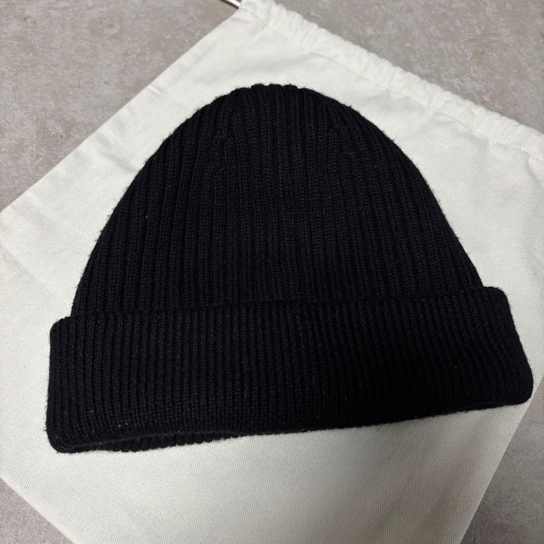 【美品】LOEWE ロエベ ビーニー ニット帽 黒 イタリア製 保存袋有