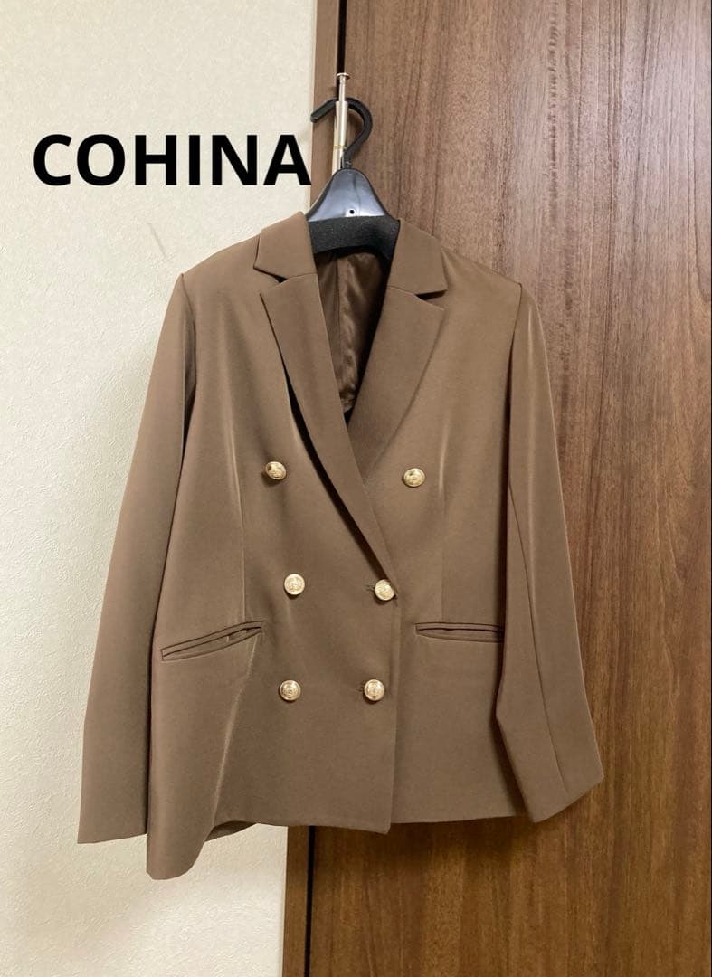 美品COHINA ダブルテーラードジャケット ブレザー ブラウン ゴールドボタン