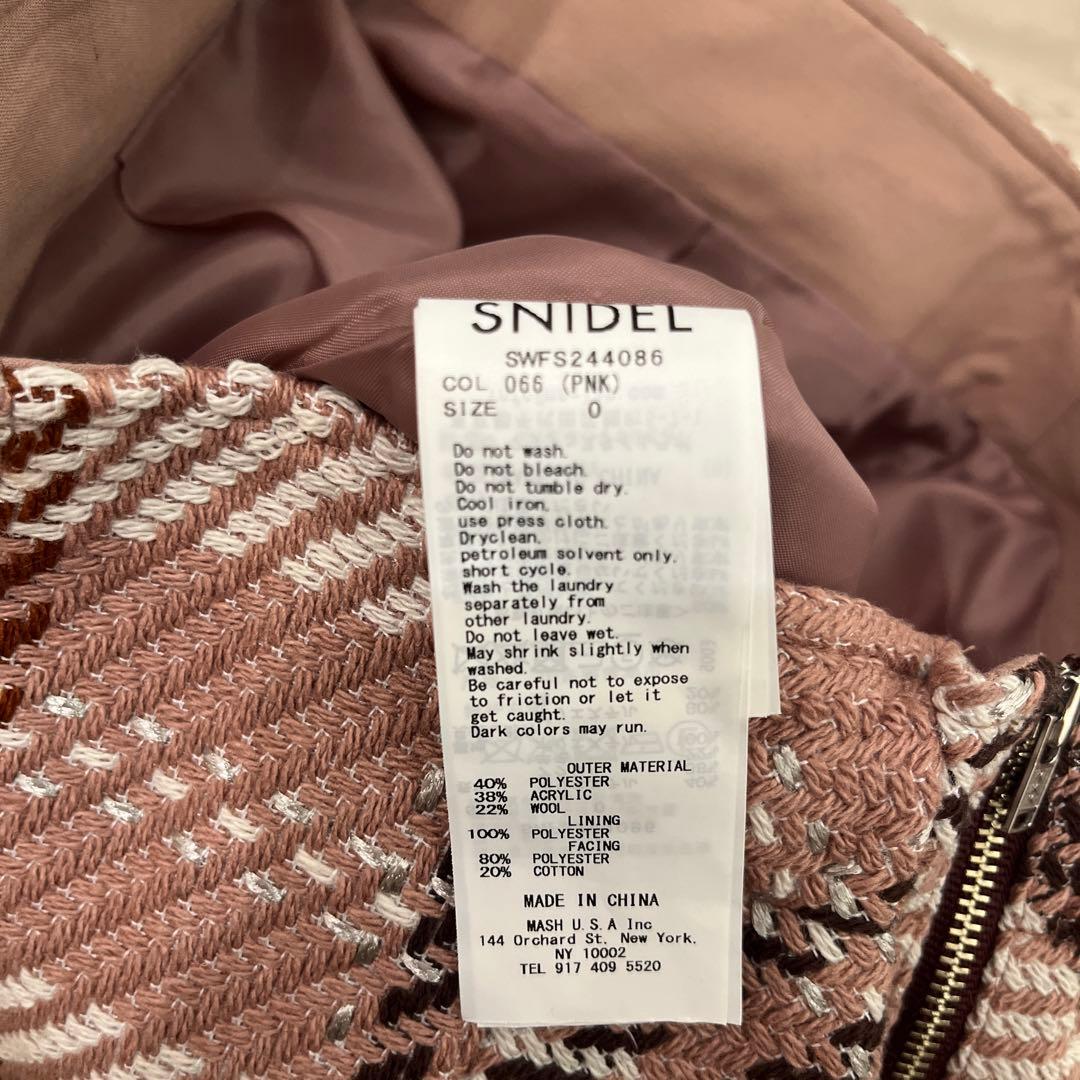 SNIDEL ロービングチェックミニスカート 0 ピンク 正規品