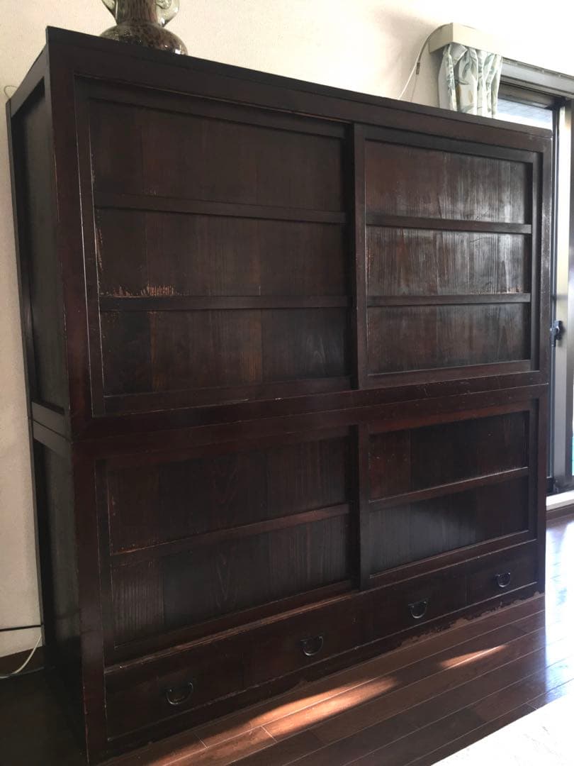 木目が美しい水屋箪笥 明治・大正期