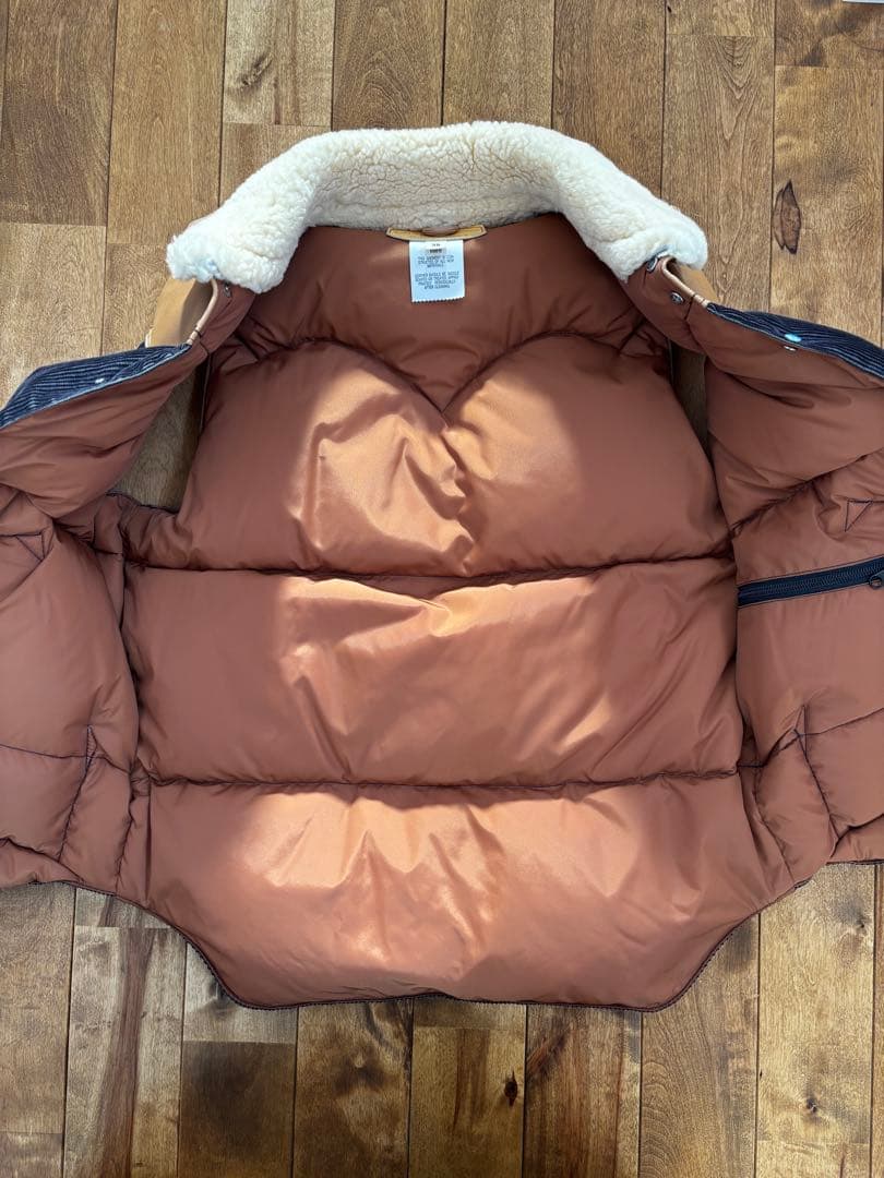 Ron Herman別注ロッキーマウンテンMダウンベスト/レザー×シープ襟38