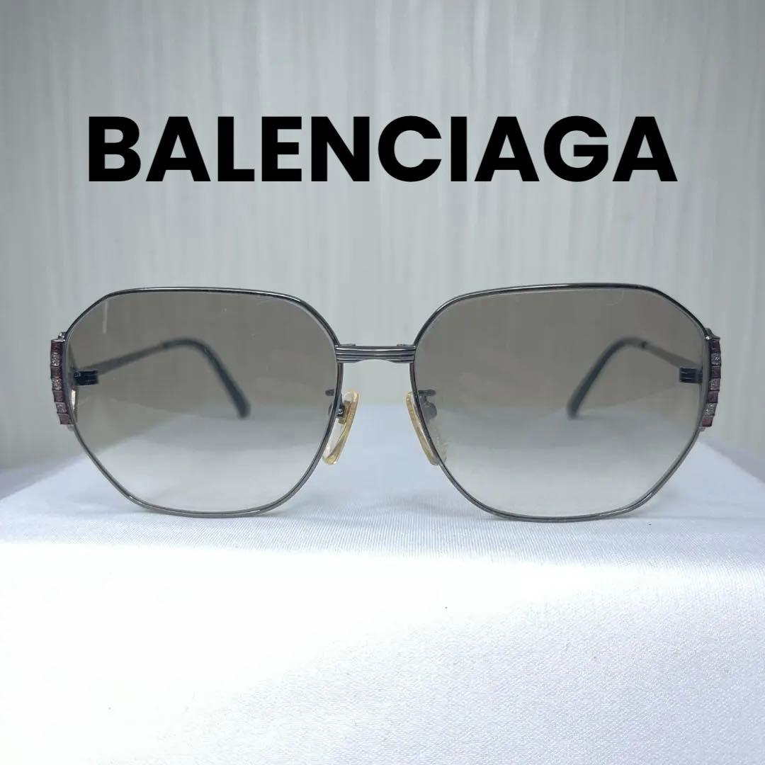 バレンシアガ　オクタゴン型金属フレームサングラス　メンズ　メタルフレーム