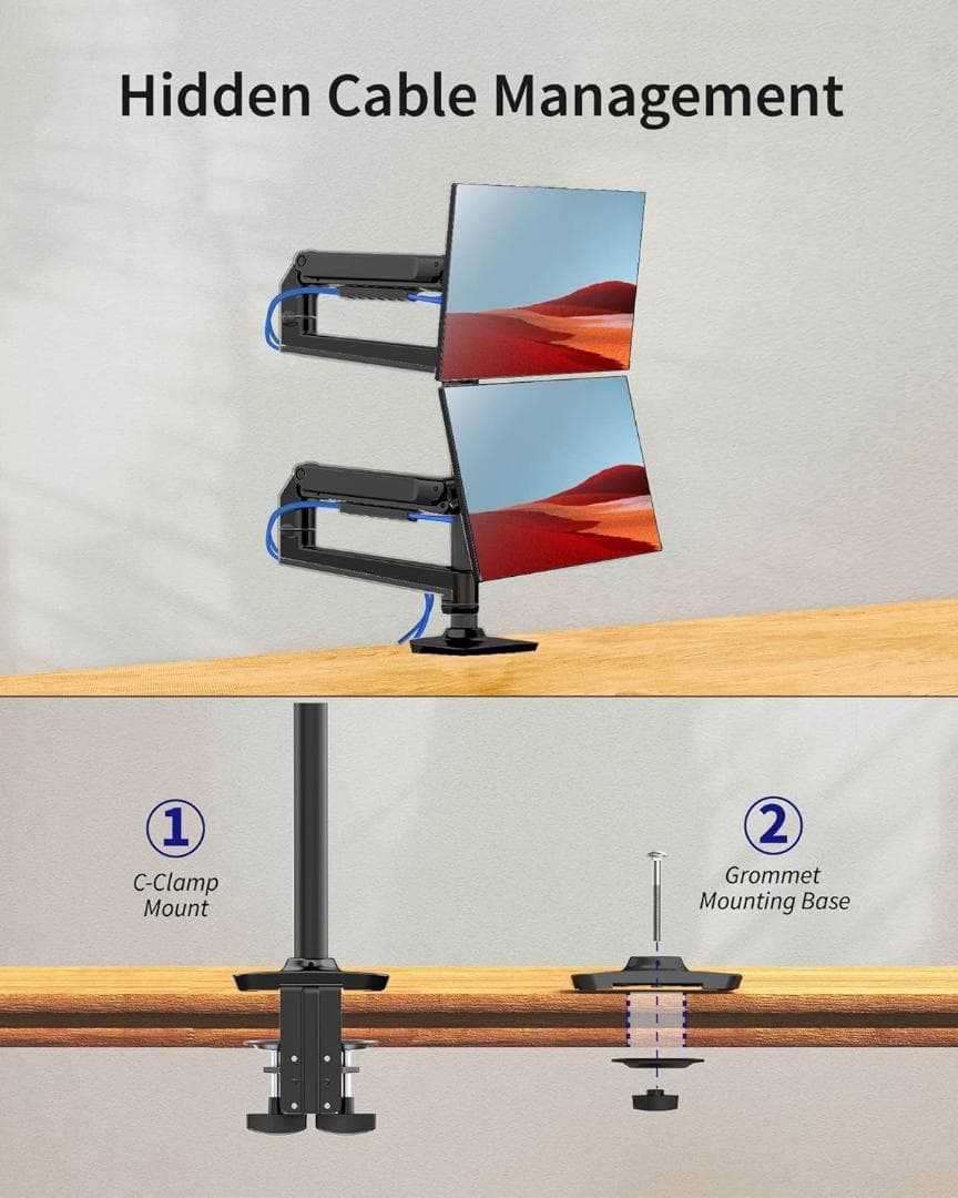 【訳アリ　美品】Ergounion PCモニターアーム E66　ブラック　2画面