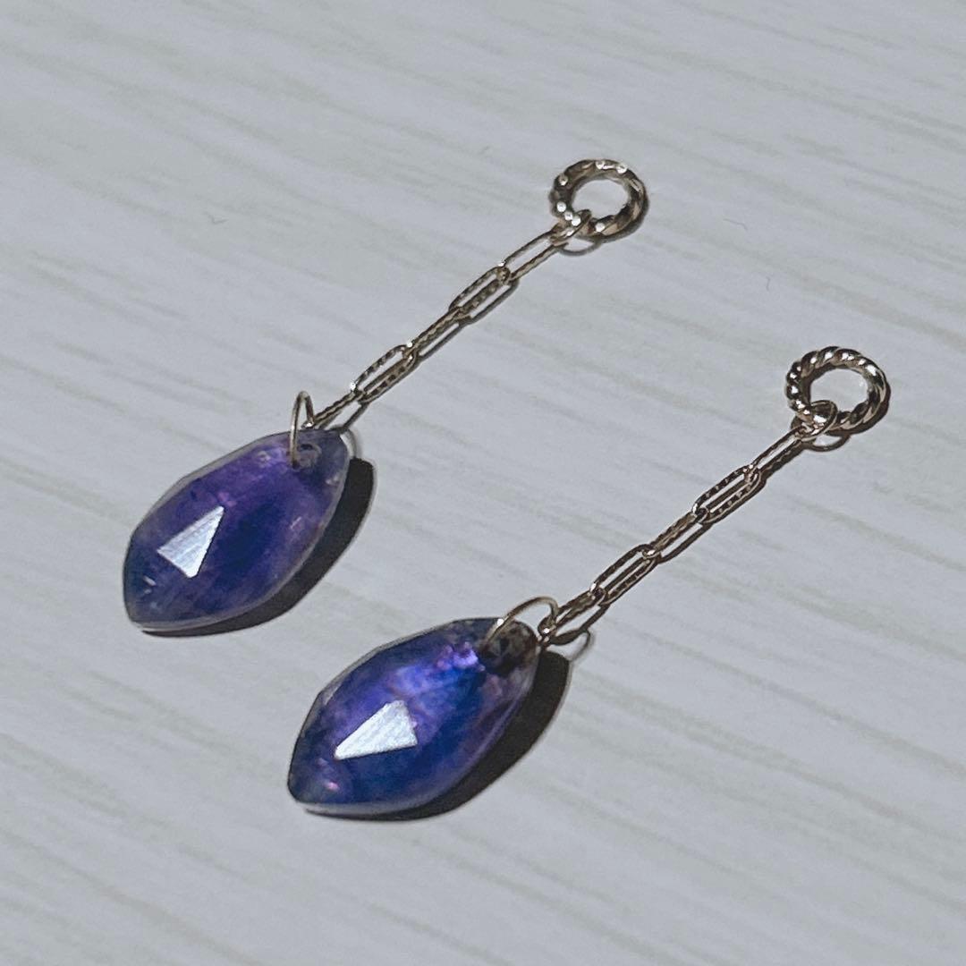 そ*み様 agete K10 カイヤナイト アメジスト ピアスチャーム