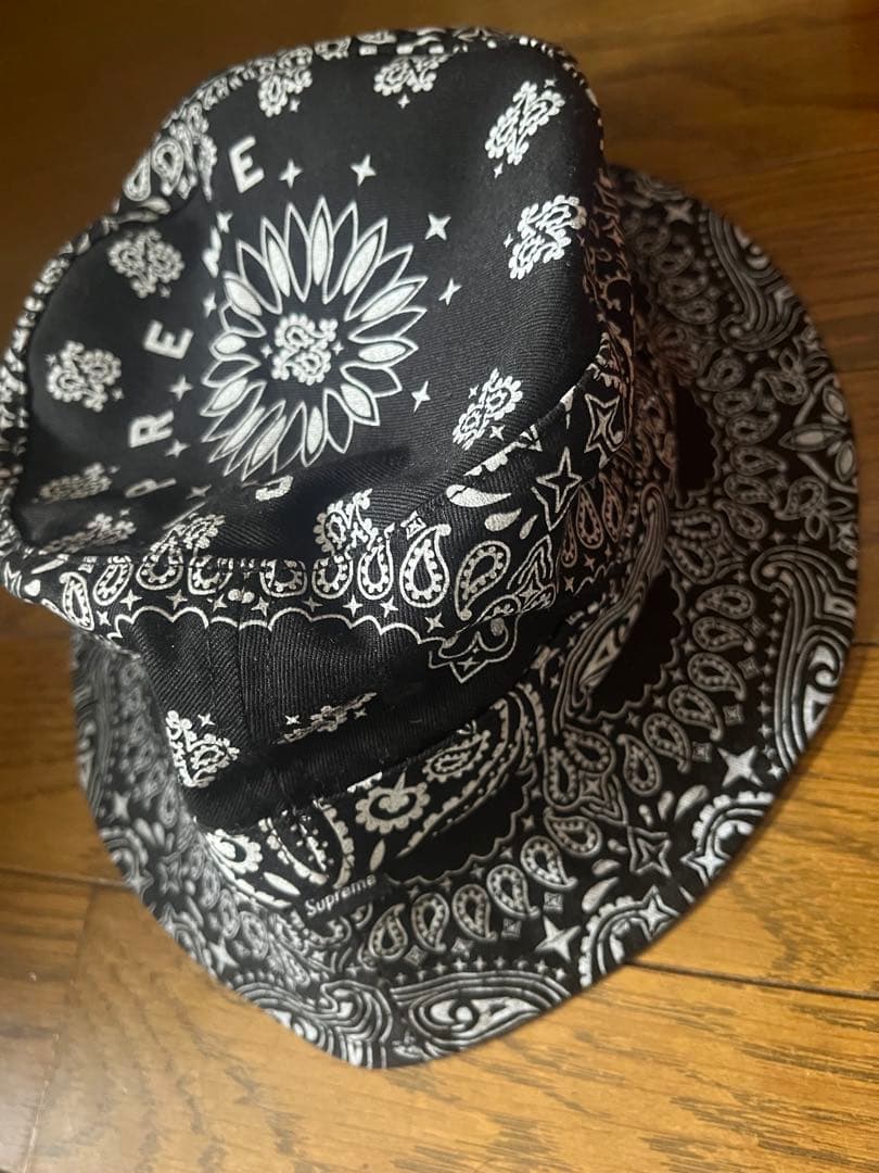 新品★Supreme bandana crusher hat black S/M