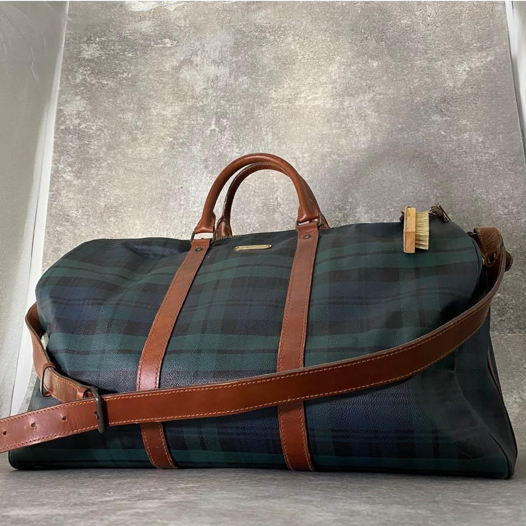 ヴィンテージ ポロラルフローレン チェック ボストンバッグ 2way 緑