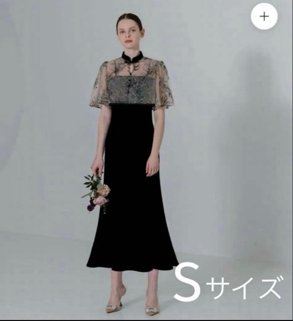 LEJA 配色パイピング花柄刺繍ボレロ付きベロアマーメイドキャミワンピースドレス