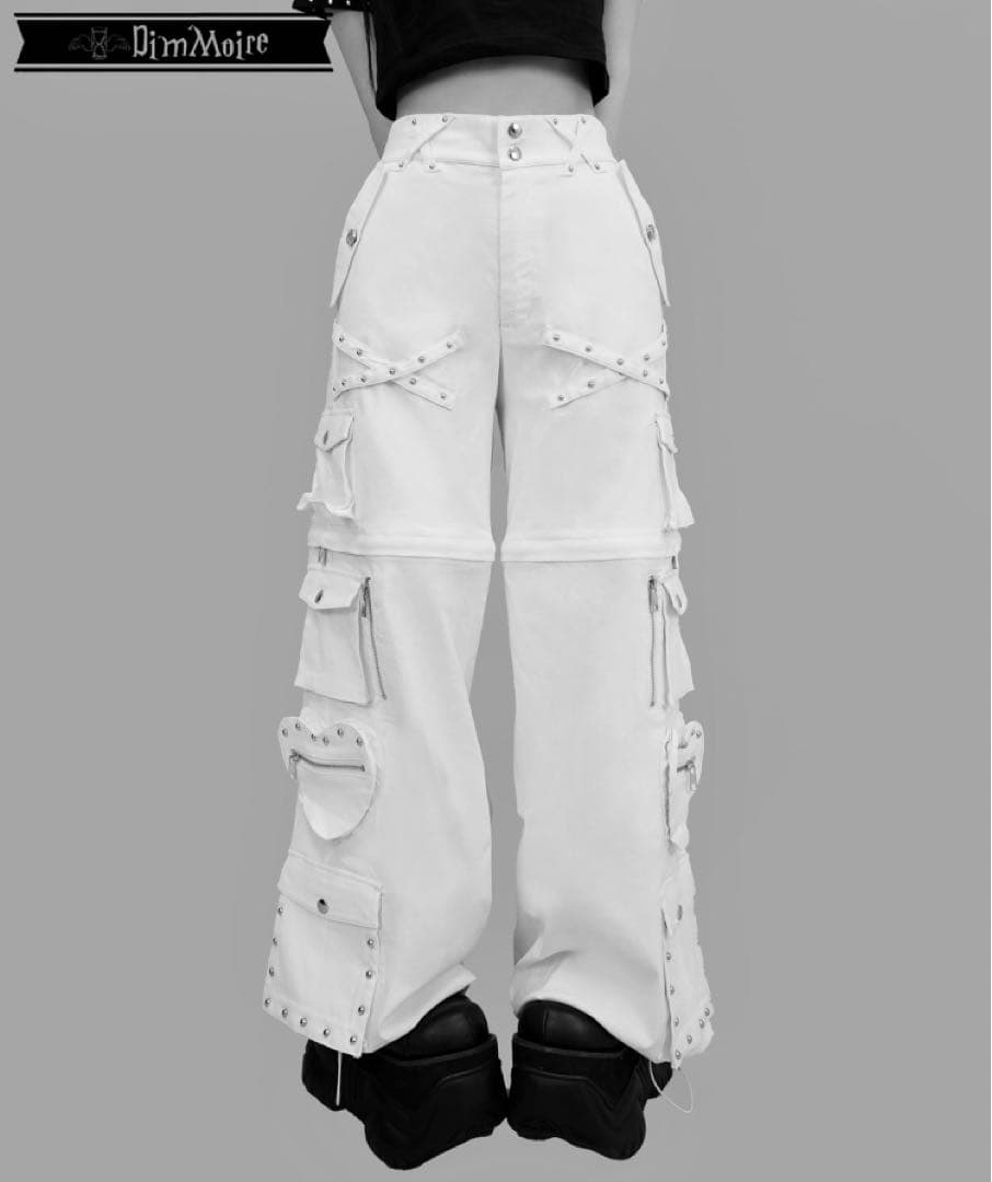 DimMoire ディムモアール　スタッズカーゴパンツ　white ホワイト