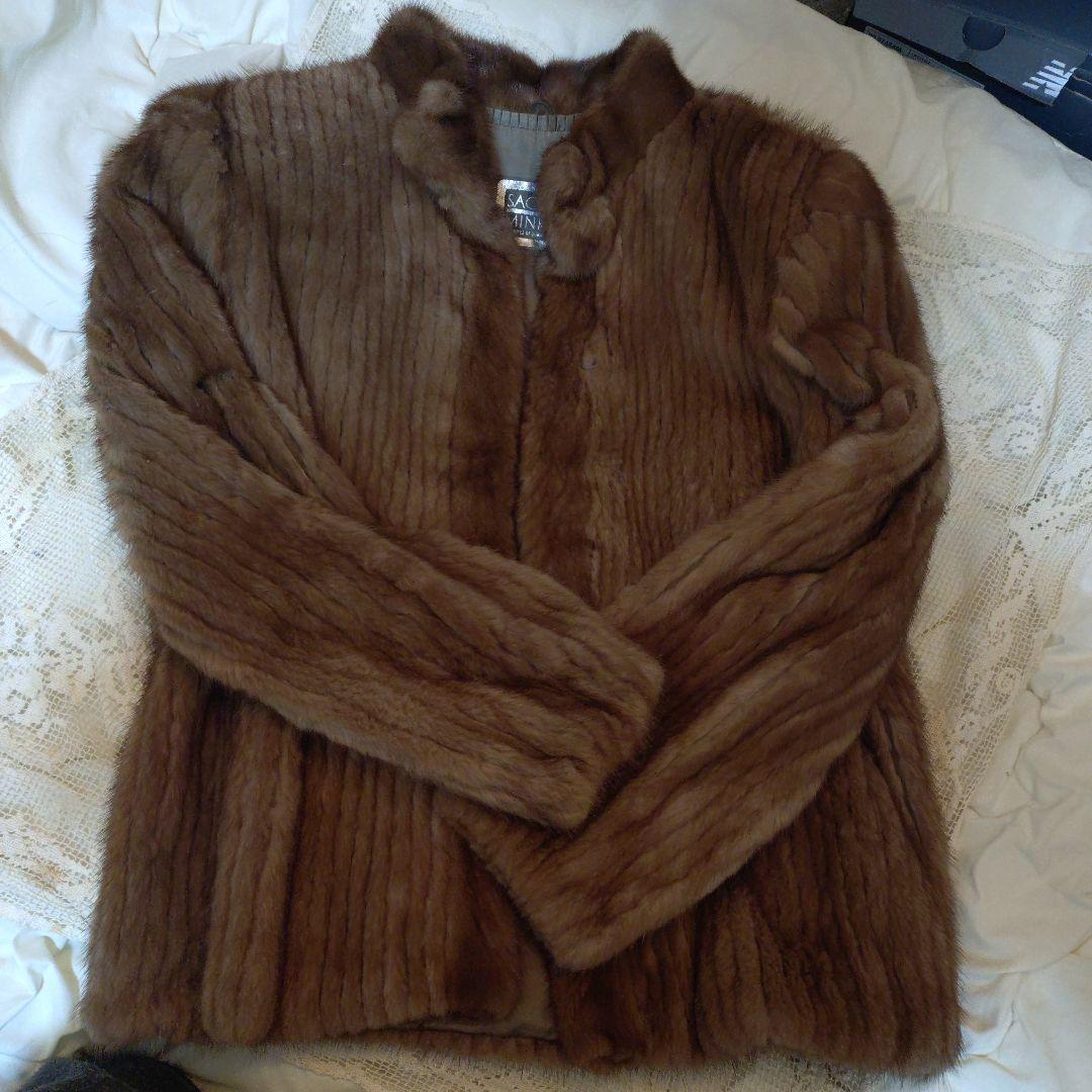 お買い得　銀タグ　SAGA MINK ブラウン 毛皮コート １３号