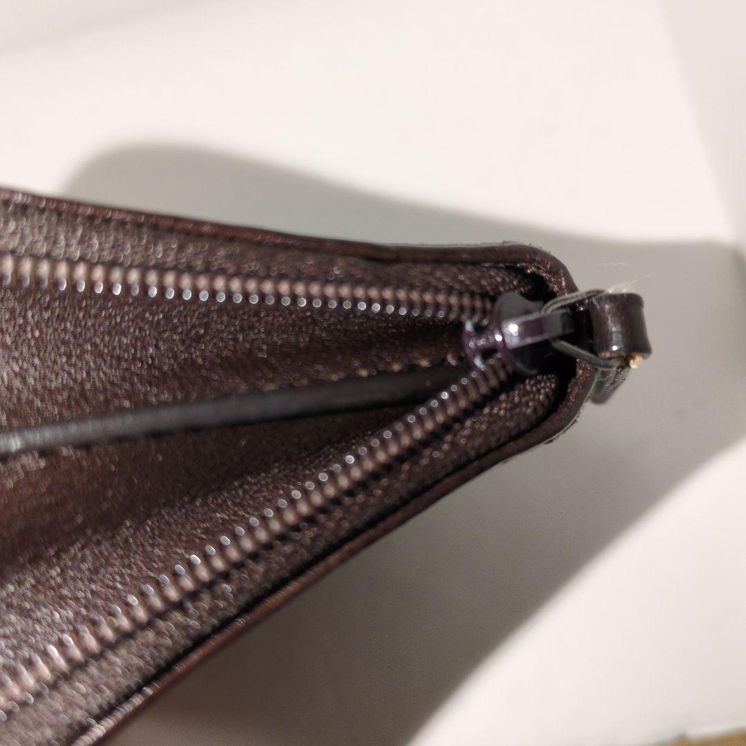 GUCCI 　グッチ　ケース　シマレザー　ラウンドファスナー　ブラウン