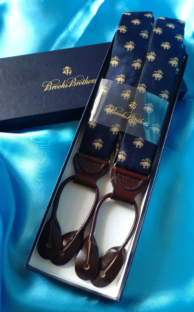 【美品】Brooks Brothers サスペンダー ネイビー　エンブレム柄