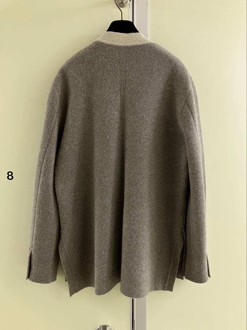 【Kheiki】 BROWN \"Collarless Knit Jacket\"