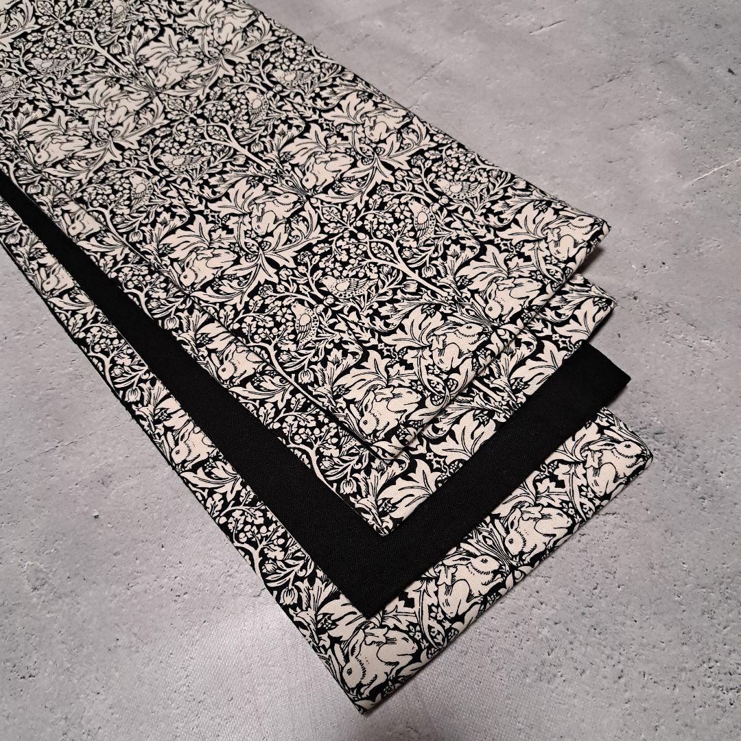 半幅帯　長尺　ウィリアムモリス　兄弟うさぎ×国産コットンリネン　リバーシブル